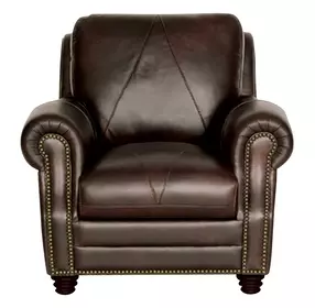 Brookstone Chocolate Leather Living Room Chair with Nailhead Trim