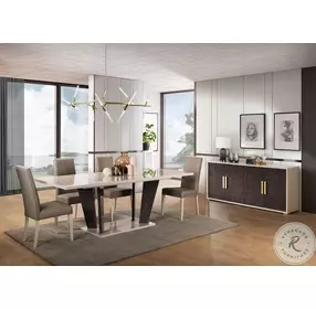 Sonia Pearl and Brown Extendable Dining Room Set