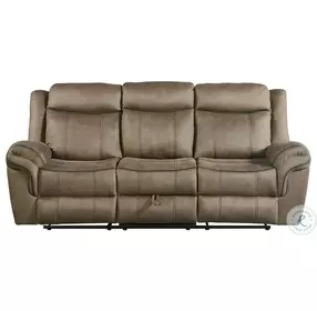 Tasso Sorrento Brown Reclining Sofa with Drop Down Table