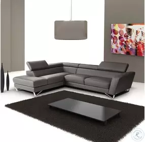Sparta Grey Italian Leather LAF Sectional