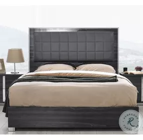 Giulia Glossy Grey King Platform Bed