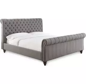 Swanson Gray Upholstered King Sleigh Bed