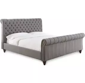Swanson Gray Upholstered Queen Sleigh Bed