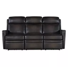 Hamilton Grey Leather 79" Power Reclining Sofa with Power Headrest