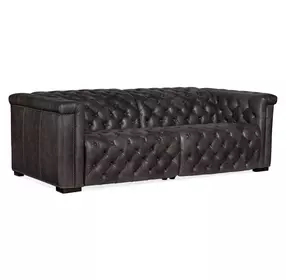 Savion Grandier Bellagio Gravel Leather 89" Power Reclining Loveseat With Power Headrest