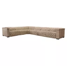 Savion Grandier Giovanni Taupe Leather 6 Piece Power Reclining Sectional With Power Headrest