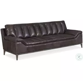 Kandor Debonair Graphite Leather Stationary Sofa
