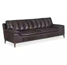 Titan Debonair Graphite Leather Stationary 100" Sofa