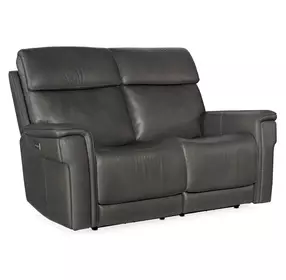 Celeste Sahara Dorian Gray Leather Zero Gravity Power Reclining 66" Loveseat With Power Headrest