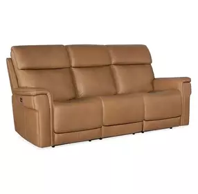 Celeste Sahara Sandalwood Leather Zero Gravity 90" Power Reclining Sofa With Power Headrest