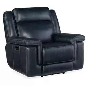 Arthur Cosmos Cobalt Leather Lay Flat Power Recliner With Power Headrest And Lumbar