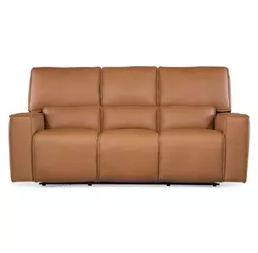 Miles Brown Leather Zero Gravity 84" Power Reclining Sofa With Power Headrest