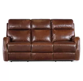 Harlan Brown Leather Zero Gravity 77" Power Reclining Sofa With Power Headrest