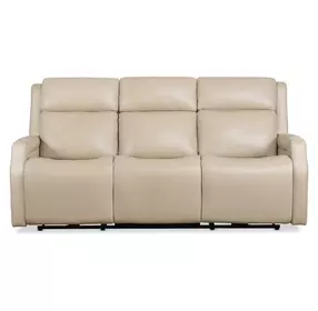 Chesterfield Salvo Beige Leather Zero Gravity Power Sofa with Power Headrests And Lumbar