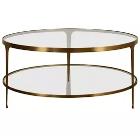 Stacey Antique Brass Two Tier Glass Top Coffee Table