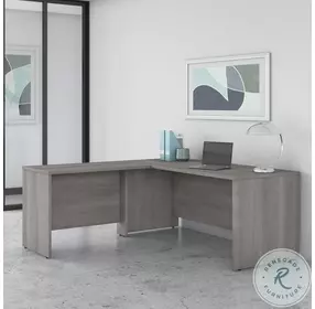 Studio C Platinum Gray 72" L Shaped Home Office Set with 42" Return