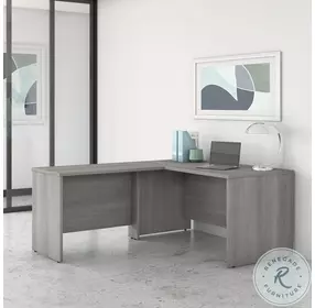 Studio C Platinum Gray 60" L Shaped Home Office Set with 42" Return
