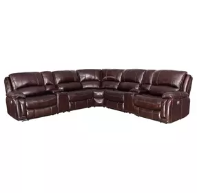 Denver Brown 6 Piece Modular Power Reclining Sectional with USB Charging