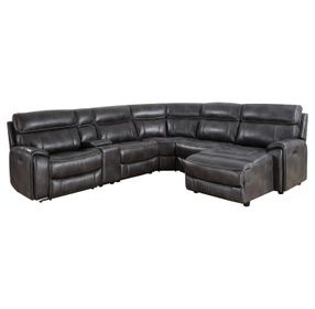 Provo Gray 6 Piece Modular Dual Power Reclining Sectional with USB Charging