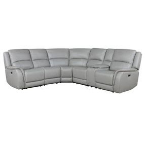 Alexandria Stone 6 Piece Modular Dual Power Reclining Sectional with USB Charging