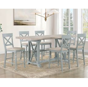 Darcy Beige and Mint Green Extendable Rectangular Counter Height Dining Room Set