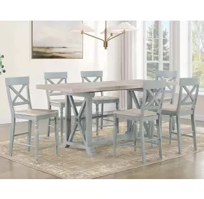 Darcy Beige and Mint Green Extendable Rectangular Counter Height Dining Room Set