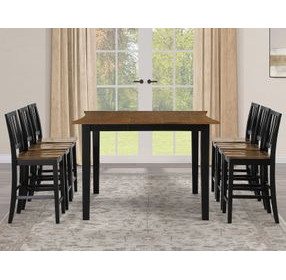 Joplin Black and Brown Extendable Square Counter Height Dining Room Set