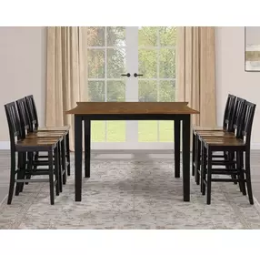 Joplin Black and Brown Extendable Square Counter Height Dining Room Set
