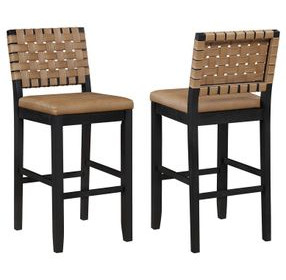 Reid Brown Vegan Leather Bar Chair Set of 2