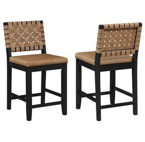 Reid Brown Vegan Leather Counter Height Chair Set of 2