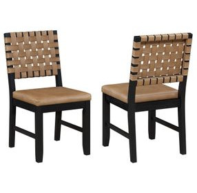 Reid Brown Vegan Leather Side Chair Set of 2