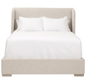 Stewart Beige California King Upholstered Low Profile Bed