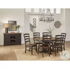 Stormy Ridge Chickory Black Extendable Oval Dining Room Set