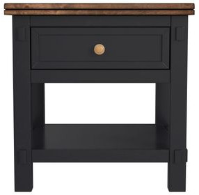 Stormy Ridge Chicory Black and Brown Rectangular End Table with USB Charging