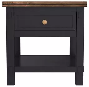 Stormy Ridge Chicory Black and Brown Rectangular End Table with USB Charging