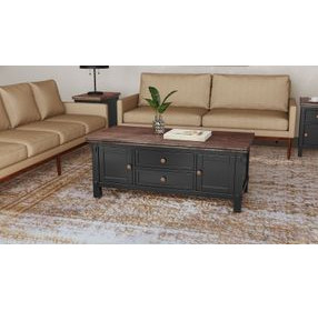 Stormy Ridge Chicory Black and Brown Cocktail Table with Casters