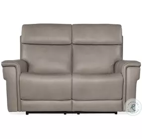 Lyra Sahara Ash Leather Zero Gravity Power Reclining Loveseat With Power Headrest