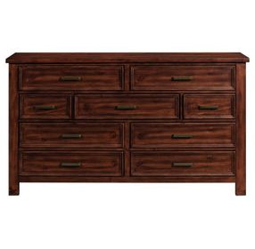 Damen Rich Cherry 9 Drawer Dresser