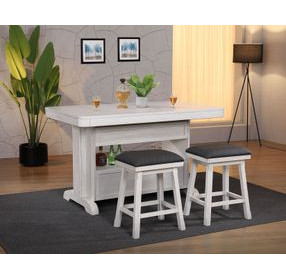 Summer Winds II White and Gray Rectangular Storage Kitchen Island Dining Room Set