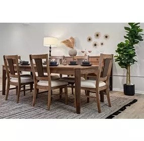 Sun Haven Oak and Walnut Extendable Rectangular Dining Room Set