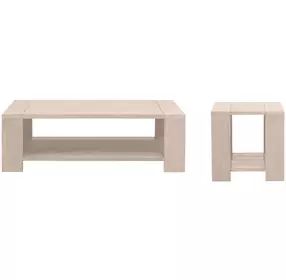 Sur Washed Ever Teak Outdoor Rectangular Occasional Table Set