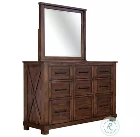 Sun Valley Rustic Timber 9 Drawer Dresser with Mirror