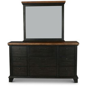 Bear Creek Brown 9 Drawer Dresser and Mirror