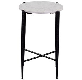 Loxie Black and White Round Marble Top End Table
