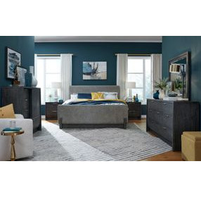 Brighton Vale Black Heron and Oslo Pewter Upholstered Panel Bedroom Set