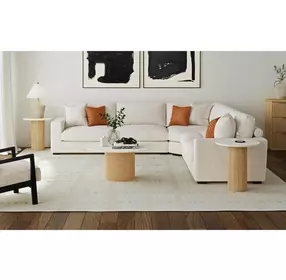Sutton White and Natural Round Marble Top Occasional Table Set