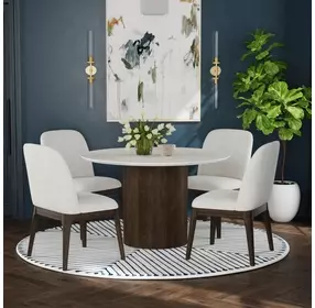 Sutton White and Dark Brown Round Dining Room Set