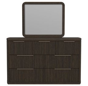 Sutton Dark Brown 7 Drawer Dresser and Rectangular Mirror