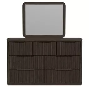 Sutton Dark Brown 7 Drawer Dresser and Rectangular Mirror