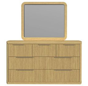 Sutton Natural 7 Drawer Dresser and Rectangular Mirror